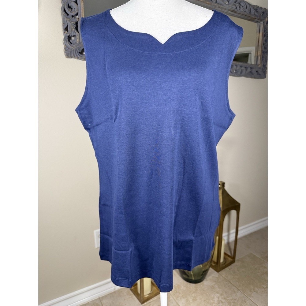 Style & Co Sweetheart Tank Top XL Industrial Blue 100% Cotton Sleeveless NWT